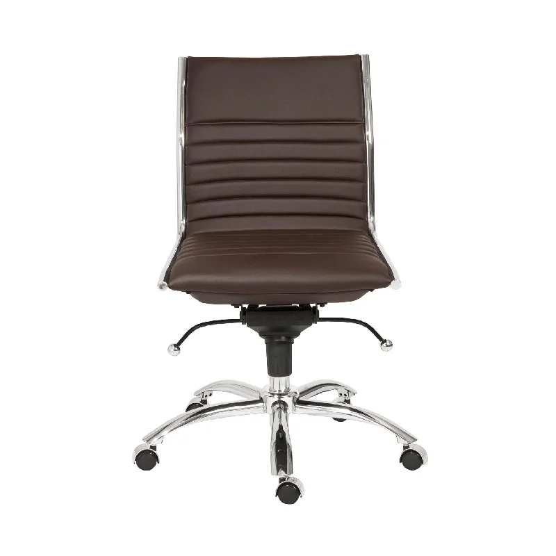 ultra-lightweight office chair with mesh back -Brown and Silver Adjustable Swivel Faux Leather Rolling Conference Office Chair