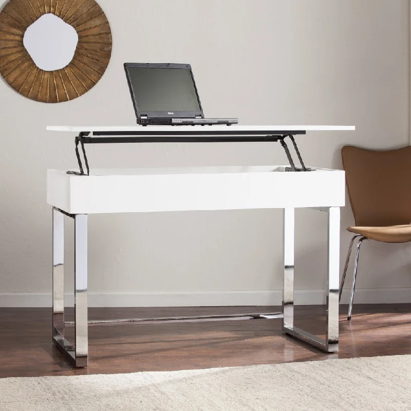 high-quality desk for home office-Classic White Adjustable Height Desk