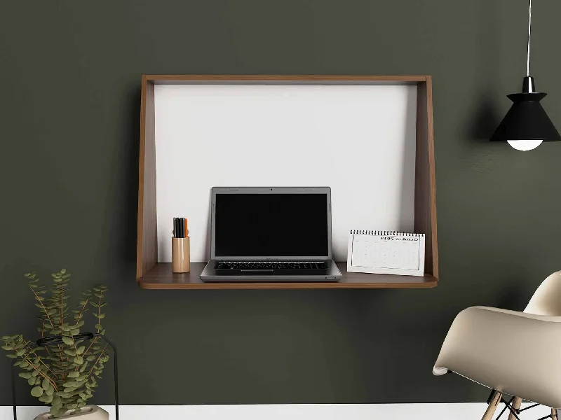 space-saving modern writing desk-41" Brown Wall Mounted Floating Desk