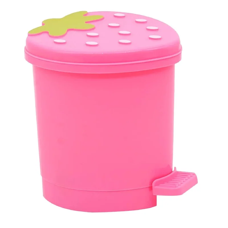 eco-garbage-can-Cute Strawberry Desk Trash Can Mini Garbage Can With Lid Countertop Trash Cans F