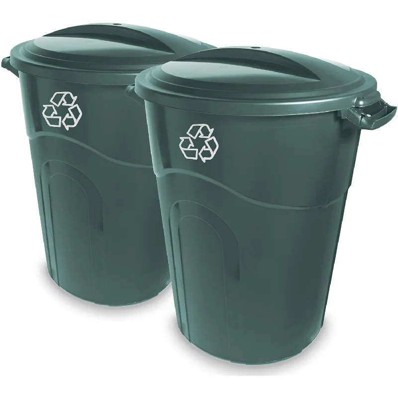 trash-can-for-large-backyard-Ecosolution 32 Gallon Garbage Can, Eco Green, Easy To Carry Garbage Can, Sturdy