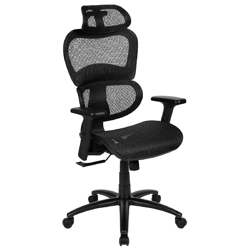 luxury high-end office chair for executives -Ergonomic Mesh Office Chair With 2-To-1 Synchro-Tilt, Adjustable Headrest, Lum