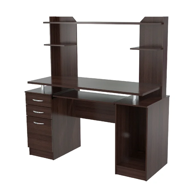 black metal frame study desk-51" Espresso Computer Desk With Two Drawers