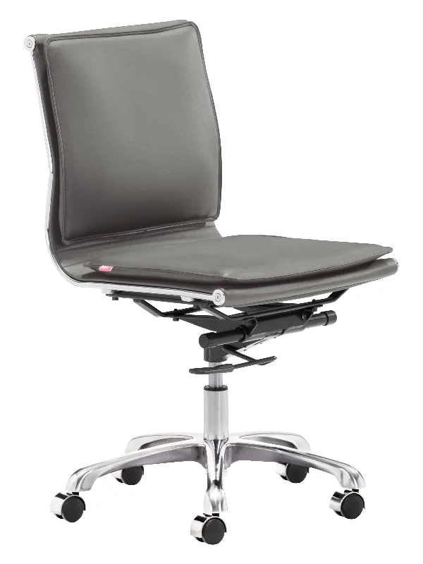 ergonomic task chair for office work -Gray and Silver Adjustable Swivel Faux Leather Rolling Executive Office Chair