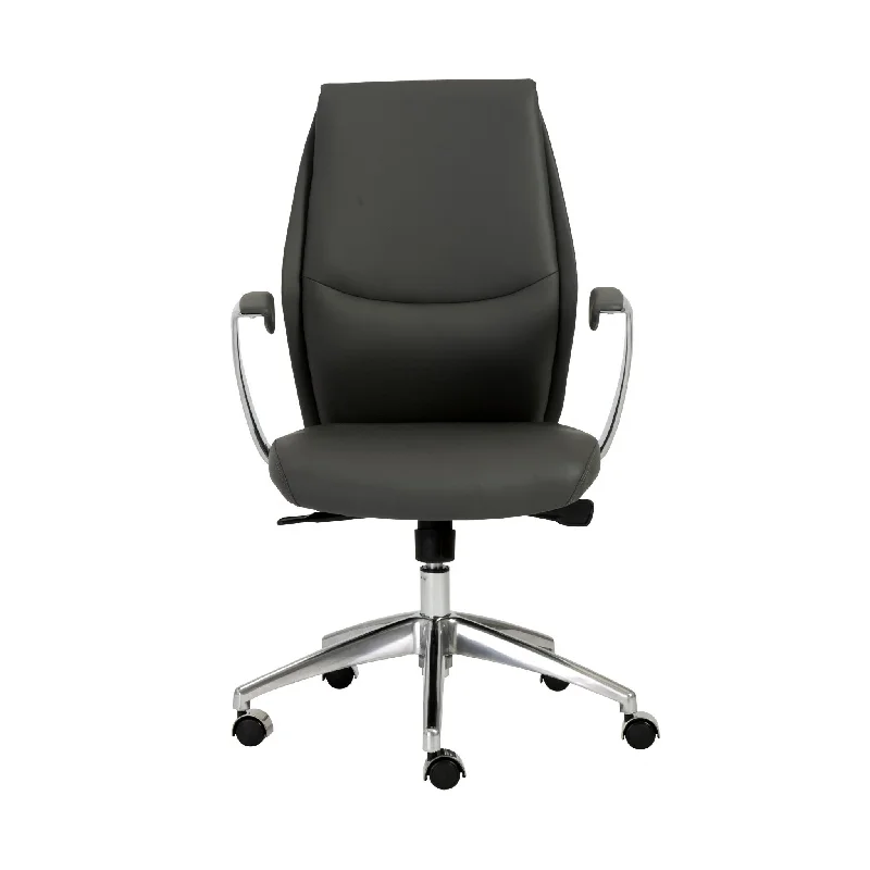 ultra-durable office chair for heavy use -Gray and Silver Adjustable Swivel Faux Leather Rolling Executive Office Chair