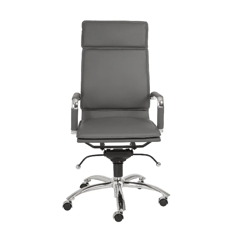 ergonomic office chair with armrest adjustability -Gray and Silver Adjustable Swivel Faux Leather Rolling Executive Office Chair