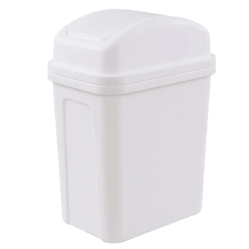 trash-bin-for-office-and-kitchen-Idotry 1.8 Gallon White Swing Top Garbage Can, Plastic Small Trash Can With Swin