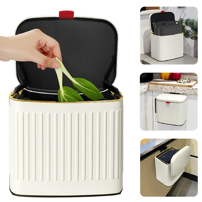 garbage-can-with-foot-activated-lid-Kitchen Trash Can With Lid, 2 In 1 Small Garbage Can Compost Bin Countertop, Wal