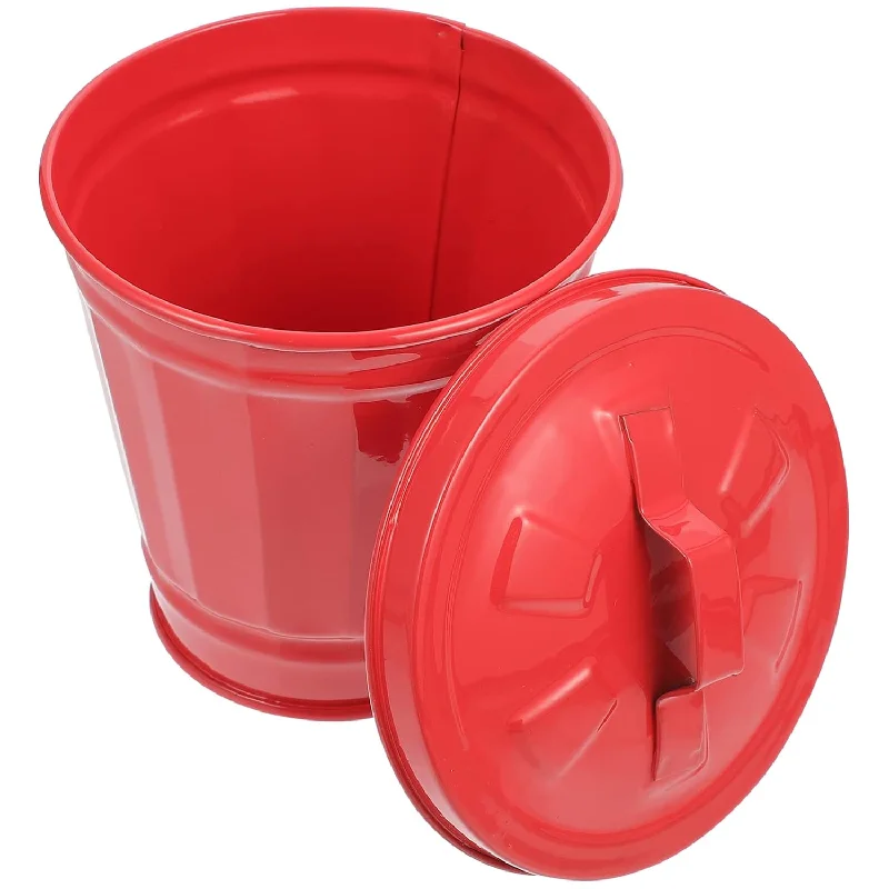 waterproof-trash-can-Metal Pencil Holder Mini Countertop Trash Can Metal Waste Basket Garbage Can Sma