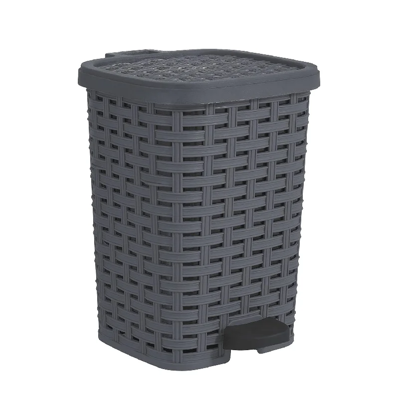 large-garbage-can-with-wheels-Mini Trash Can With Foot Pedal Small Outdoor Garbage Can With Lid, 1.5 Gallon Pl