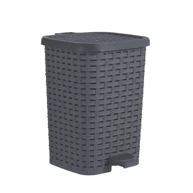 outdoor-trash-can-with-wheels-Mini Trash Can With Foot Pedal Small Outdoor Garbage Can With Lid, 3 Gallon Plas