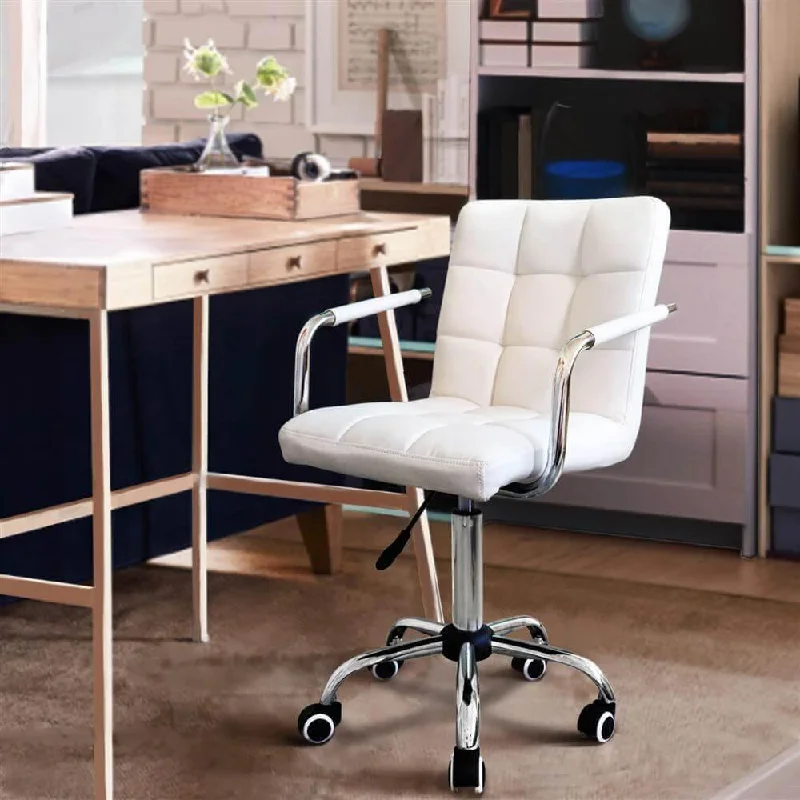 stylish office chair for aesthetic workspaces -Yaheetech Armrests Modern PU Leather Office Chair