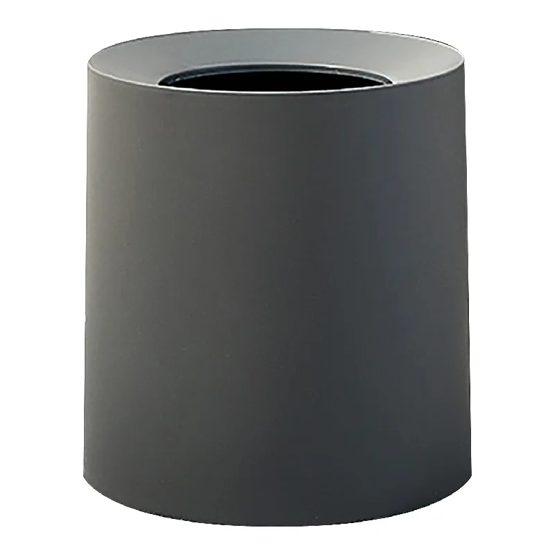 metal-trash-bin-Modern Round Waste Basket - 2.1Gal/7.9L Open Top Trash Bin - Gray Garbage Can Wi