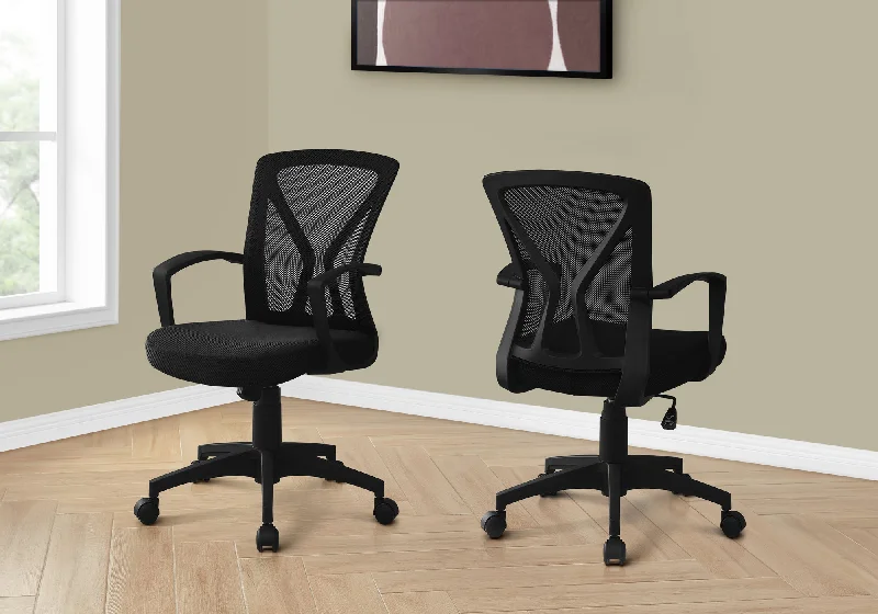 stylish ergonomic chair for home study -Monarch Office Chair Black Black Base On Castors