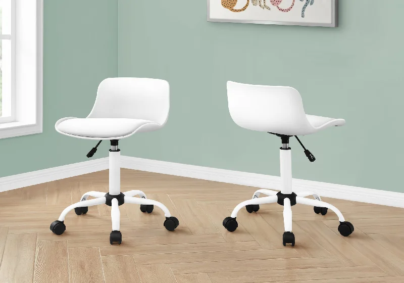 rolling desk chair with noiseless wheels -Monarch Office Chair White Juvenile Multi-Position