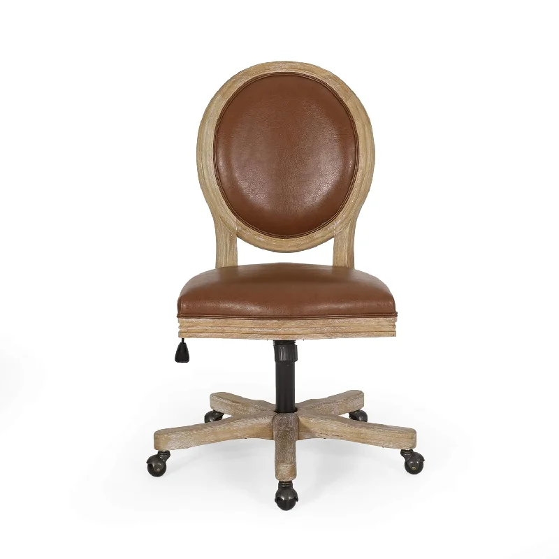 modern minimalist office chair with sleek arms -Pishkin Office Chair, Cognac + Natural