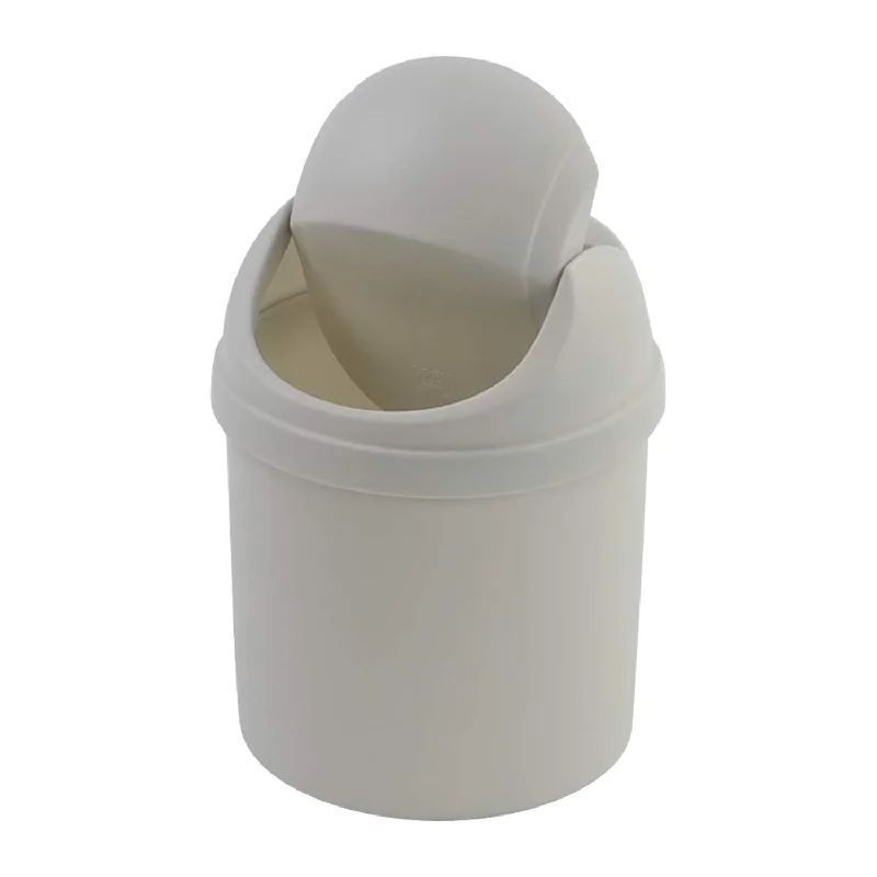 kitchen-garbage-can-for-home-Plastic 0.7 Gallon Tiny Garbage Can, Mini Trash Can With Swing-Top Lid, White