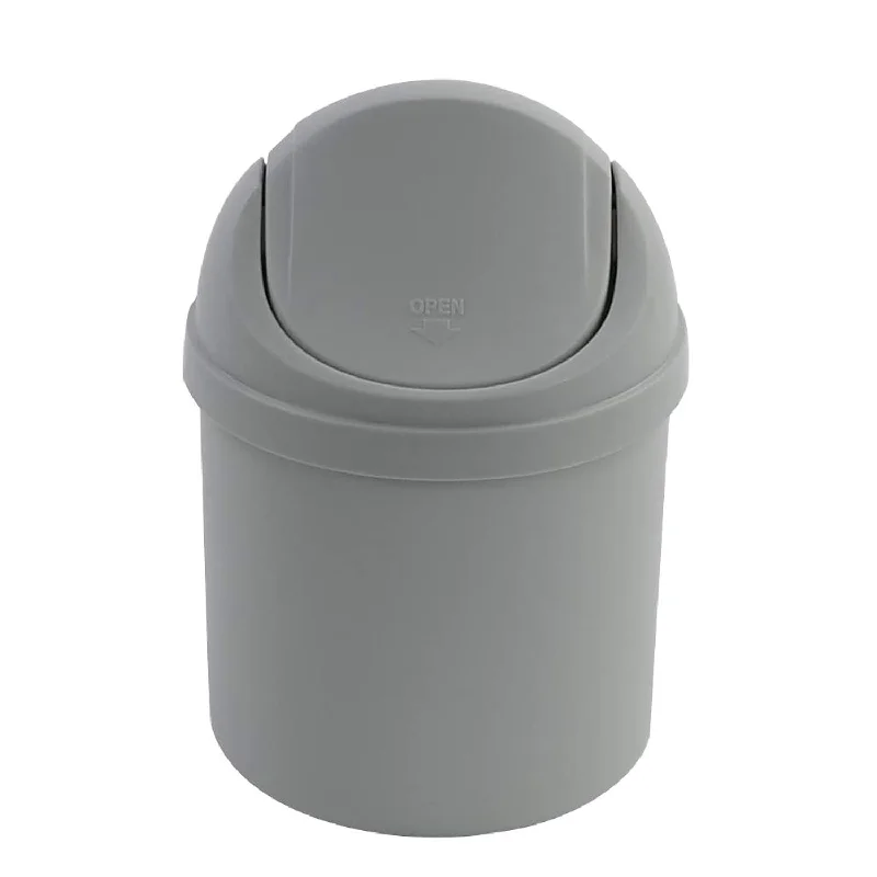 large-kitchen-trash-bin-Plastic Mini Trash Can With Swing-Top Lid, 0.7 Gallon Tiny Garbage Can, Gray