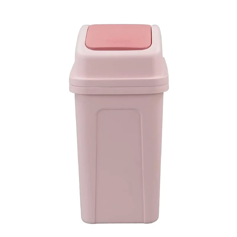 outdoor-garbage-can-for-patio-Plastic Swing Lid Trash Can, Garbage Can With Swing-Top Lid, 1-Pack, Pink