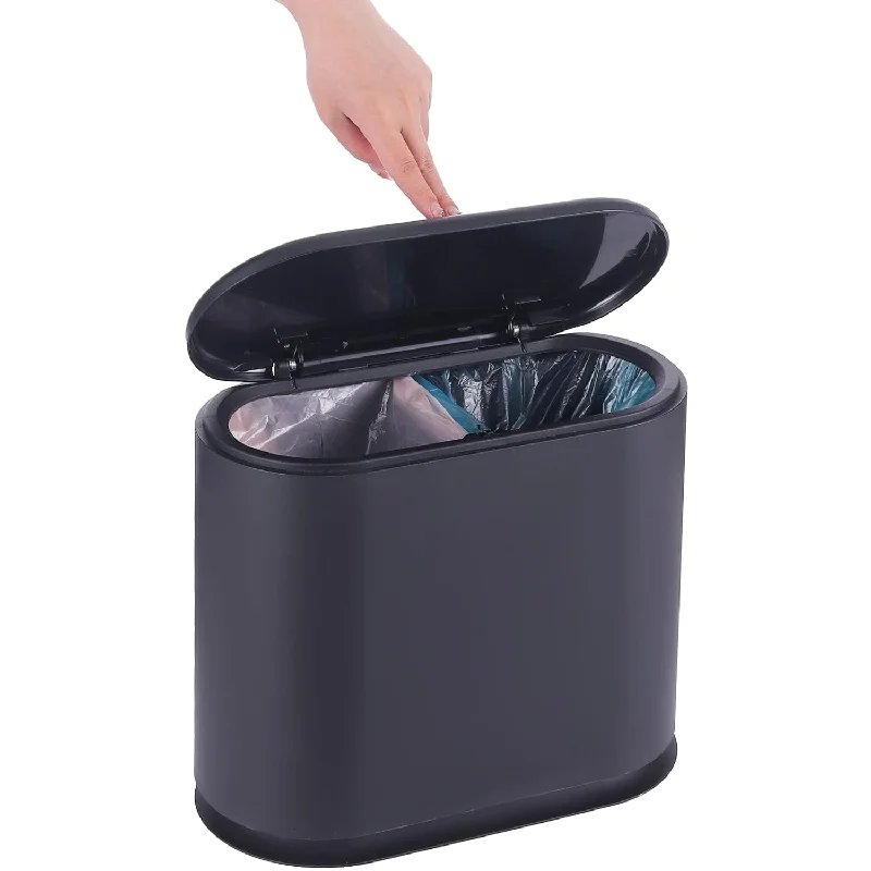 tall-plastic-garbage-can-Rectangular Plastic Trash Can 2.11 Gallon Garbage Can With Press Top Lid,8 L Was