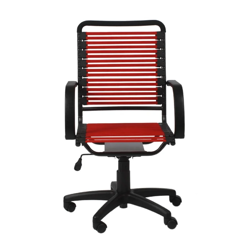 stylish office chair with customizable features -Red and Black Adjustable Swivel Bungee Rolling Office Chair