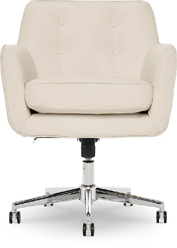 minimalist office chair for Scandinavian decor -Serta - Ashland Bonded Leather & Memory Foam Home Office Chair - Cream