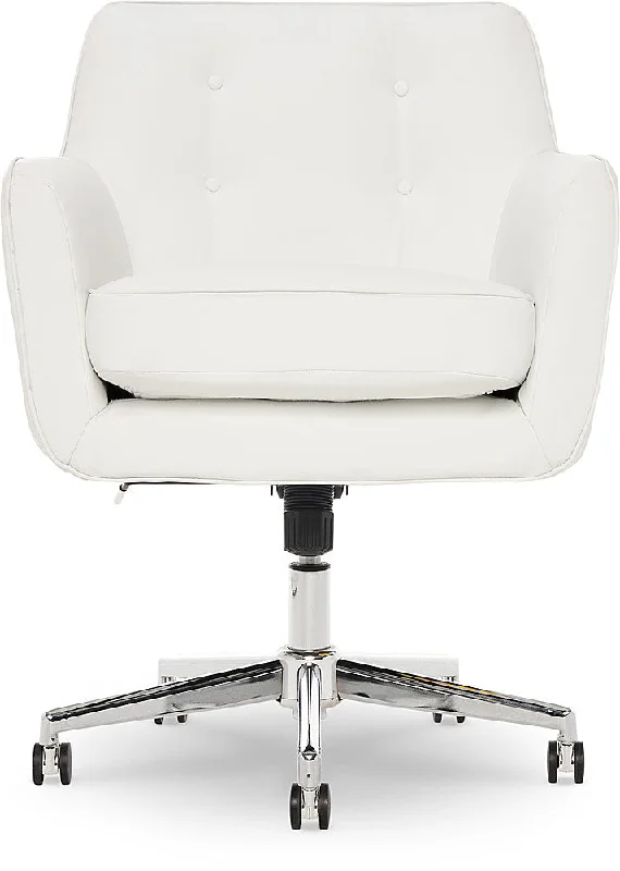 ergonomic kneeling office chair with lumbar support -Serta - Ashland Bonded Leather & Memory Foam Home Office Chair - White