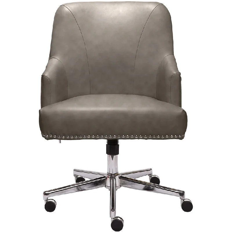 mid-century executive office chair -Serta - Leighton Modern Bonded Leather & Memory Foam Home Office Chair - Gray