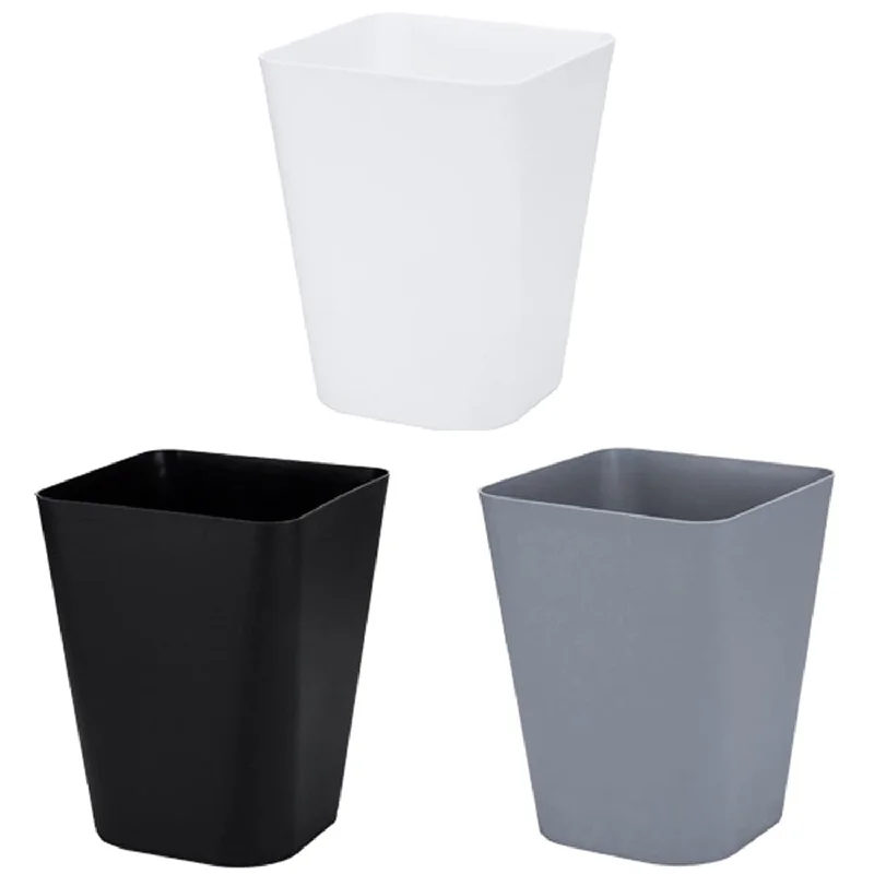 waste-bin-with-wheels-Set Of 3 Plastic Small Trash Can - 1.6 Gallon Square Wastebasket Garbage Can For