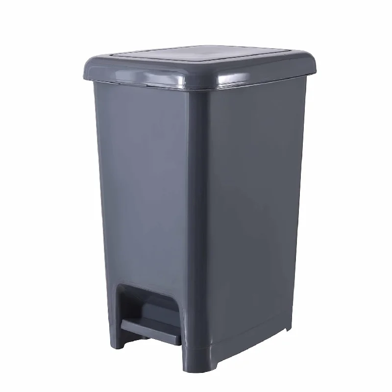 trash-can-with-lid-for-home-Slim Trash Can With Foot Pedal – 2.5 Gallon Step-On Trash Can, Garbage Can, Smal