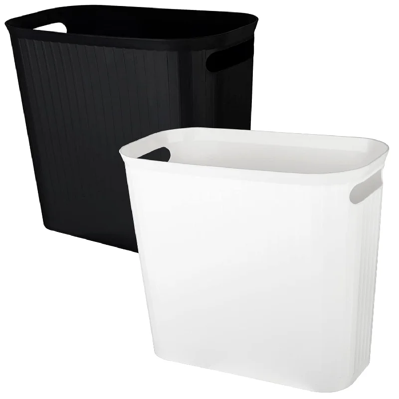 kitchen-bin-with-lid-Small Trash Can, Garbage Can Slim Waste Basket 3.5 Gallon Black And White