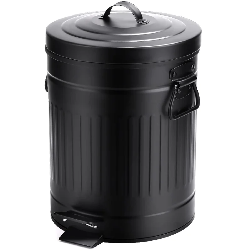 trash-can-for-family-home-Small Trash Can With Lid-5L/1.3 Gal Stainless Steel Round Step Pedal Garbage Can