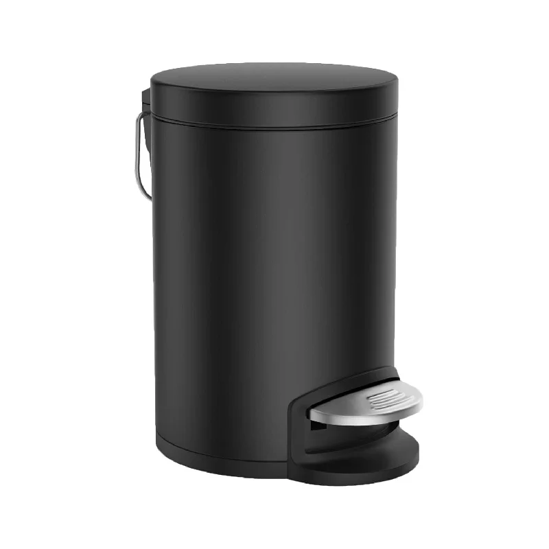 kitchen-trash-can-with-two-compartments-Small Trash Can With Lid Soft Close, Foot Pedal Round Bathroom Garbage Can With