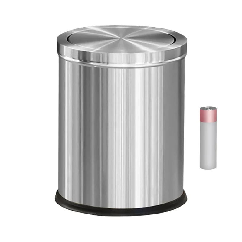 stainless-steel-trash-bin-for-home-Stainless Steel Trash Can,Bathroom Garbage Can With Lid, Trash Can With Flipping