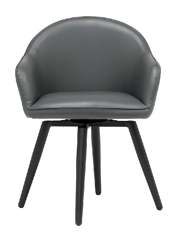 best office chair for conference rooms -Studio Designs Dome Swivel Office Chair-Grey Smoke Grey Blended Leather Black Metal Legs