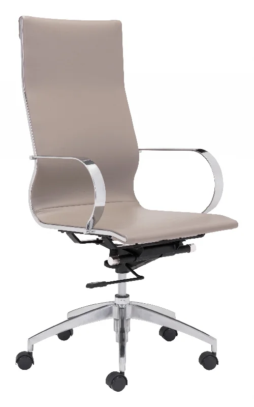 ergonomic office chair for neck and shoulder pain -Taupe and Silver Adjustable Swivel Faux Leather Rolling Conference Office Chair