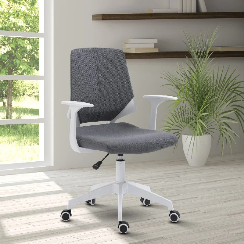 office chair with dual-wheel casters -Techni Mobili Height Adjustable Mid Back Office Chair, Grey