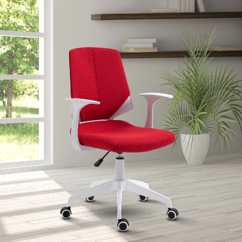 breathable mesh high-back office chair -Techni Mobili Height Adjustable Mid Back Office Chair, Red