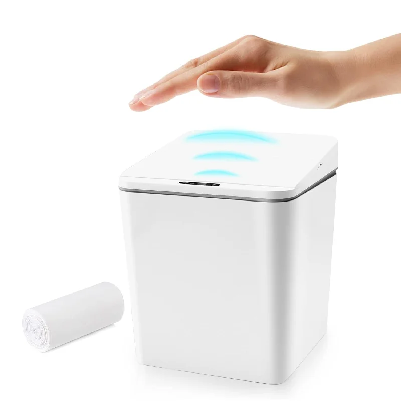 garbage-can-with-dumpster-lid-Touchless Mini Countertop Trash Can, Automatic Small Garbage Can For Office Desk