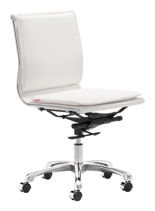 modern white office chair with ergonomic design -White and Silver Adjustable Swivel Faux Leather Rolling Executive Office Chair