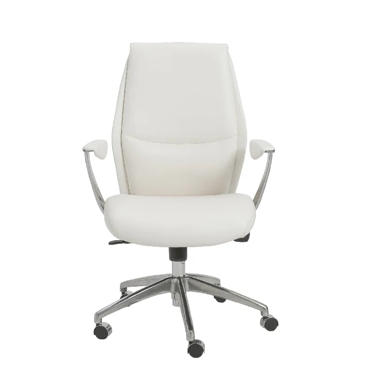 mid-century office chair with walnut accents -White and Silver Adjustable Swivel Faux Leather Rolling Executive Office Chair