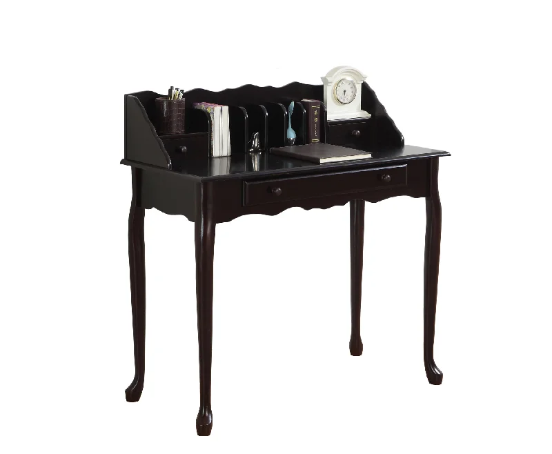 ultra-modern ergonomic workstation desk-18" Dark Brown Solid Manufactured Wood Secretary Desk With Three Drawers