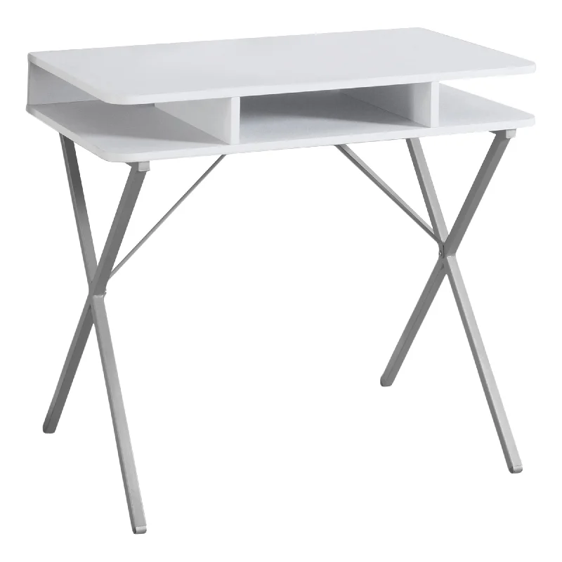 simple and modern corner desk-20" White and Silver Computer Desk