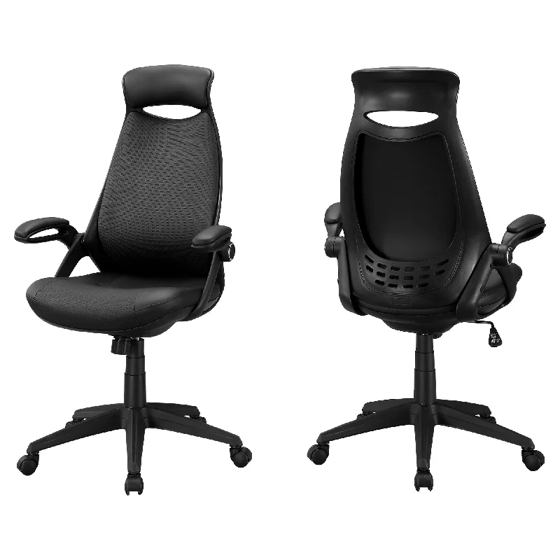 ergonomic executive chair with headrest pillow -Black Adjustable Swivel Fabric Rolling Executive Office Chair