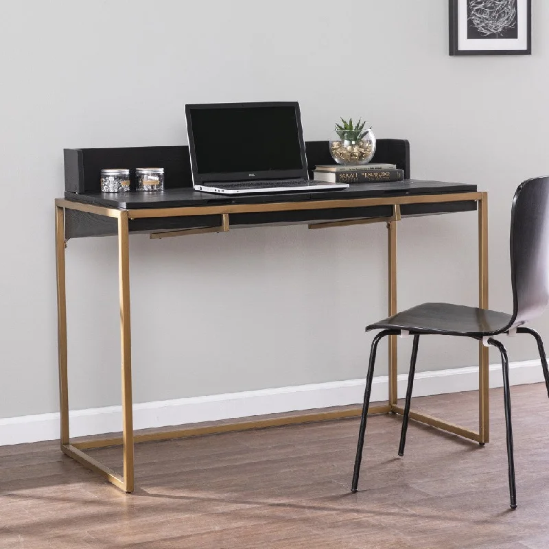 ergonomic adjustable standing desk-46" Black And Gold Writing Desk