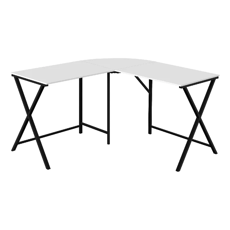 multi-functional L-shaped study desk-55" White and Black L Shape