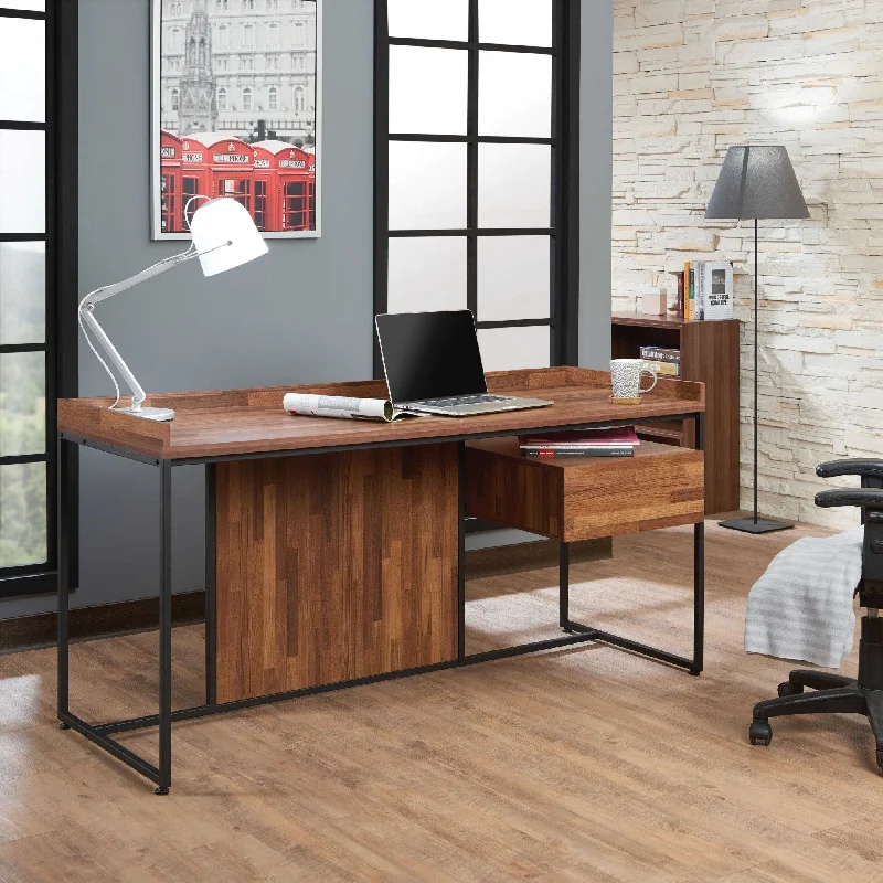 professional corner workstation desk-62" Brown and Black Computer Desk