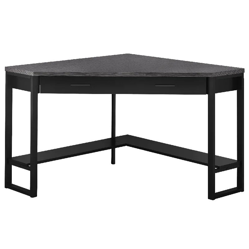 ultra-modern L-shaped office desk-42" Gray and Black Corner