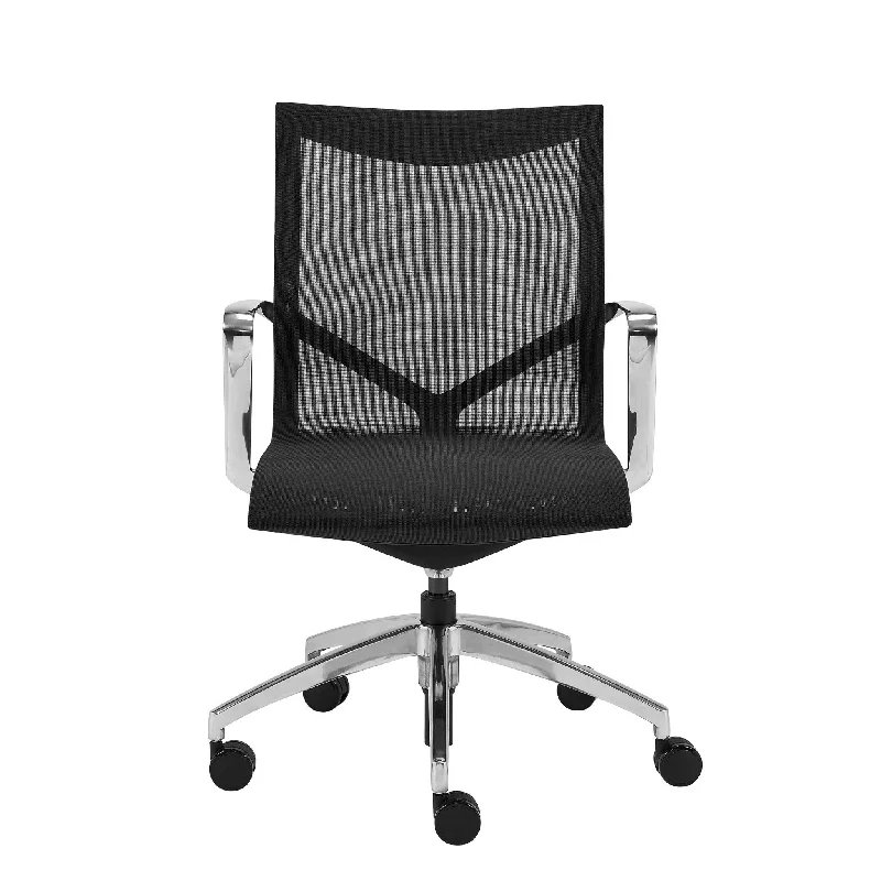 heavy-duty task chair for long office hours -Black and Silver Adjustable Swivel Mesh Rolling Office Chair