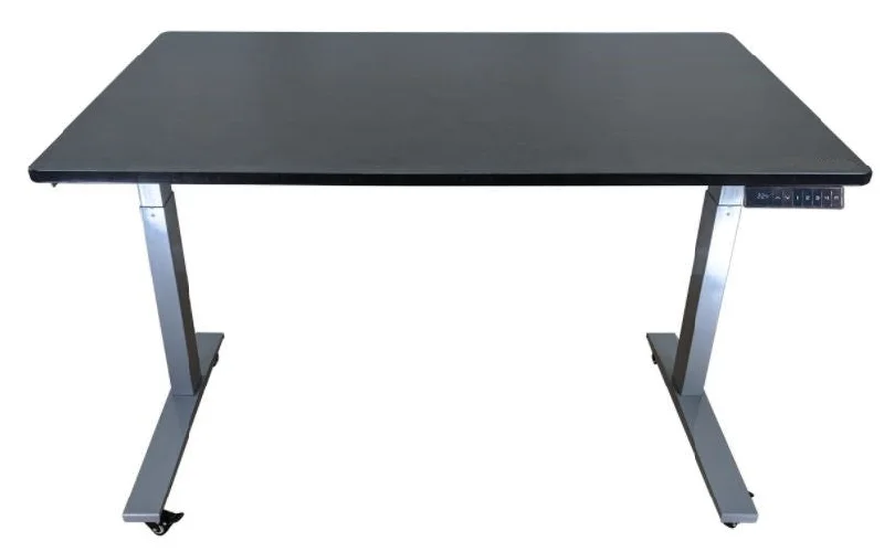 executive office desk with chair-Gray and Black 45" Bamboo Dual Motor Electric Office Adjustable Computer Desk